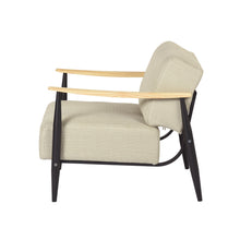 Load image into Gallery viewer, Upholstered Cushion Solid Wood Arm Chair - Beige / Black / Natural