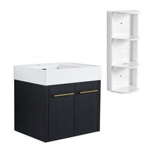 Load image into Gallery viewer, Modern Wall Mounted Bathroom Vanity With Thick Edge Resin Sink And Storage Rack