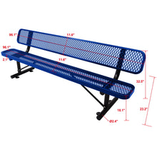 Load image into Gallery viewer, 6' Outdoor Steel Bench With Backrest