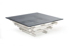 Load image into Gallery viewer, Smoked Glass Square Coffee Table - Silver And Dark Gray