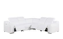 Load image into Gallery viewer, Italian Leather Power Reclining L Shaped Five Piece Corner Sectional - White