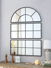 Load image into Gallery viewer, Large Arched Wall Mirror With 3 Separate Sections - Black