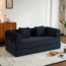 Load image into Gallery viewer, Convertible Sleeper Sofa Bed With Cylindrical Pillow, With Fixed Shape Frame