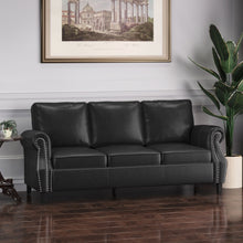 Load image into Gallery viewer, Contemporary 3 Seater Sofa With Nailhead Trim