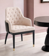 Load image into Gallery viewer, Tufted And Upholstered Fabric Dining Arm Chair - Beige / Black
