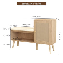 Load image into Gallery viewer, 2 In 1 Shoe Storage Bench With Adjustable Shelves - Antique Natural / Rattan