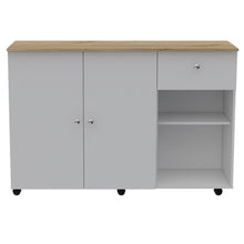 Load image into Gallery viewer, 54" Rolling Kitchen Island With Storage - White / Natural