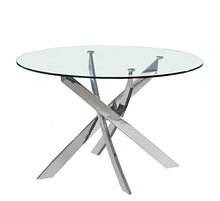 Load image into Gallery viewer, 48" Glass And Metal Cross Leg Base Round Top Dining Table - Clear