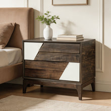 Load image into Gallery viewer, Japandi 2 Drawer Nightstand With Geometric Design