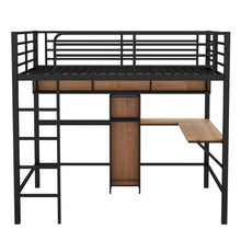 Load image into Gallery viewer, Full Size & Loft Bed With L-Shaped Desk And Shelves - Black