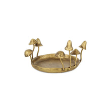 Load image into Gallery viewer, 6" Cast Iron Mushrooms Trinket Tray - Antiqued Gold