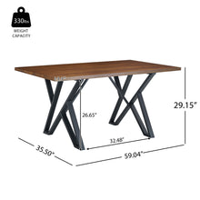 Load image into Gallery viewer, 5 Piece Industrial Style Indoor Upholstered Dining Set With Metal Legs - Brown