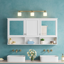 Load image into Gallery viewer, Wall-Mounted Mirror Medicine Cabinet With Adjustable Shelf And Open Shelves, Bathroom Storage Cabinet Over Toilet - White