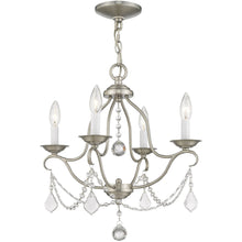 Load image into Gallery viewer, 18" Four Light Metal Dimmable Chandelier With Shades - Nickel