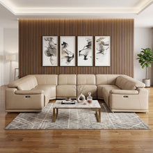 Load image into Gallery viewer, Leather Modular U-Shaped Eight Piece Corner Sectional - Beige