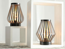 Load image into Gallery viewer, Metal Lantern Bedside Lamp LED With Black Novelty Shade - Black