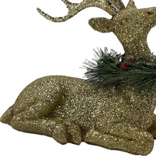 Load image into Gallery viewer, Poly Reindeer Christmas Figurine - Gold / Green / Red