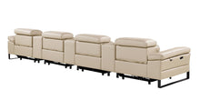 Load image into Gallery viewer, Top Grain Leather Reclining Metal USB Sofa (720351) - Beige