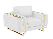 Load image into Gallery viewer, Genuine Leather Club Chair - White And Gold