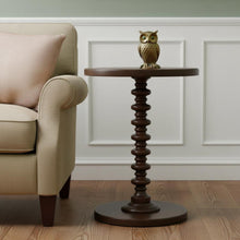 Load image into Gallery viewer, Solid Wood Round Pedestal End Table - Brown