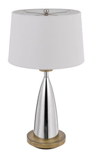 Load image into Gallery viewer, Metal Geometric USB Table Lamp With White Empire Shade - Brown