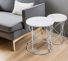Load image into Gallery viewer, Marble Round End Tables - White