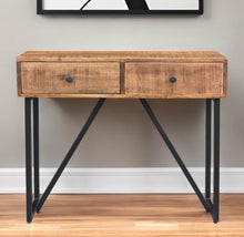 Load image into Gallery viewer, Solid Wood Distressed Frame Console Table And Drawers - Natural And Black