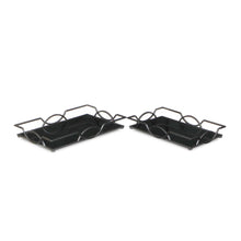Load image into Gallery viewer, 20" Rectangular Metal And Mirror Handmade Trays (Set of 2) - Black
