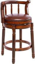 Load image into Gallery viewer, Swivel Cow Top Wooden Bar Stool, 360 Degree Swivel Bar Height Chair With Backs For Home Kitchen Counter
