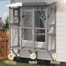 Load image into Gallery viewer, Large Walk In Outdoor Catio For Cats With Roof And 3 Access Doors - Gray