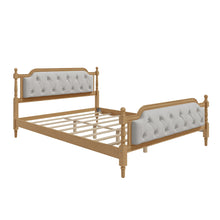 Load image into Gallery viewer, Traditional Style Solid Bed Frame With Upholstered Tufted Headboard, No Box Spring Needed