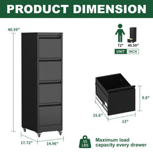 Load image into Gallery viewer, Drawer Metal Locking Vertical File Cabinet With Wheels Heavy Duty Lockable Storage