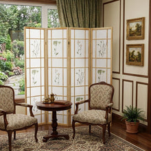 Load image into Gallery viewer, Folding Four Panel Screen Room Divider - Natural
