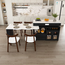 Load image into Gallery viewer, Retro Kitchen Island Set With Chairs, Extendable & Rotating Table, 4 Drawers & Door Cabinets