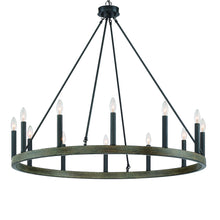 Load image into Gallery viewer, 36" Candle Style Twelve Light Metal Dimmable Chandelier - Black