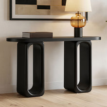 Load image into Gallery viewer, Art Sculptural Console Table With Oval Cutout Legs - Black