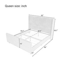 Load image into Gallery viewer, Corduroy Upholstered Bed Frame With Vertical Stripe Wingback And High Footboard