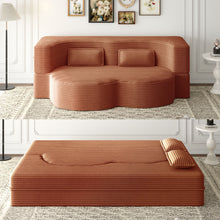 Load image into Gallery viewer, Convertible Foam-Filled Sleeper Sofa Bed With 2 Pillows
