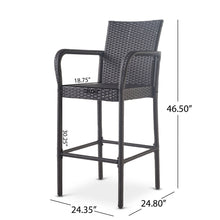 Load image into Gallery viewer, Outdoor Wicker Barstools With Rattan And Iron Frame