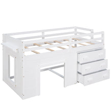 Load image into Gallery viewer, Loft Bed With Cabinet And Shelf