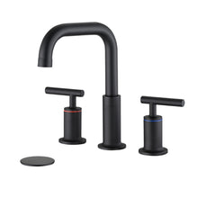 Load image into Gallery viewer, Widespread Bathroom Sink Faucet With Pop Up Drain And Brass Construction - Matte Black