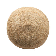 Load image into Gallery viewer, 18" Jute Blend Cylinder Striped Pouf Ottoman - Natural And Navy Blue
