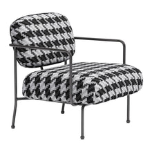 Load image into Gallery viewer, 29" Upholstered Houndstooth Arm Chair - Black And White