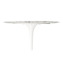 Load image into Gallery viewer, 32" Rounded Marble And Metal Pedestal Base Dining Table - White