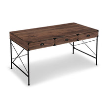 Load image into Gallery viewer, Wall Mounted H-Shape Writing Desk With Three Drawers - Brown / Walnut