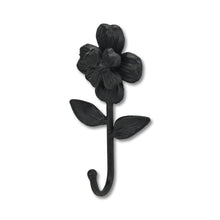 Load image into Gallery viewer, 4" Cast Iron Flower Wall Hook - Black