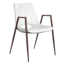 Load image into Gallery viewer, Faux Leather Open Back Dining Arm Chairs (Set of 2) - White