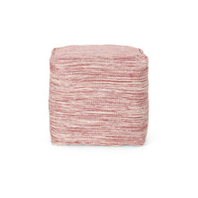 Load image into Gallery viewer, Enigma - Yarn And Cotton Square Pouf Ottoman With Polystyrene Beads - Red / White
