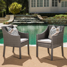 Load image into Gallery viewer, Outdoor Rattan Dining Chair With Straight Legs And Sloped Arms (Sey of 2)