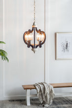 Load image into Gallery viewer, Wood Chandelier 6 Light Farmhouse Pendant Lighting Wood Hanging Light Fixture For Kitchen Living Dining Room, Bulb Not Included - Cream